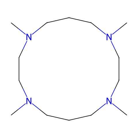 1,4,8,11-四甲基-1,4,8,11-四氮杂环十四烷结构图