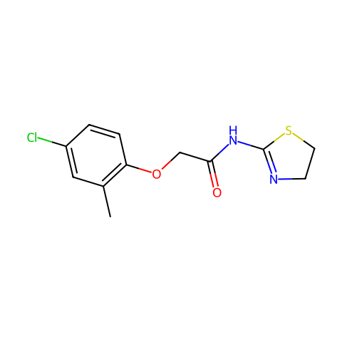 2-(4-氯-2-甲基苯氧基)-N-(4,5-二氢噻唑-2-基)乙酰胺结构图