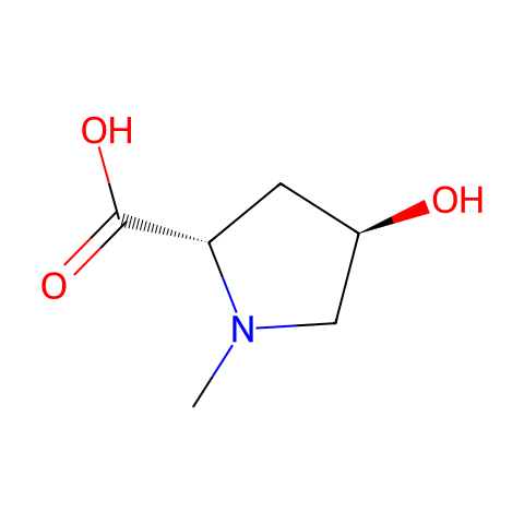 (2S,4R)-4-hydroxy-1-methylpyrrolidine-2-carboxylic acid结构图