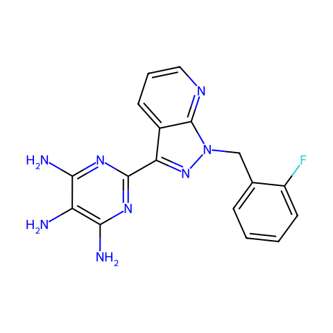 2-[1-(2-Fluorobenzyl)-1H-pyrazolo[3,4-b]pyridin-3-yl]pyrimidine-4,5,6-triamine结构图