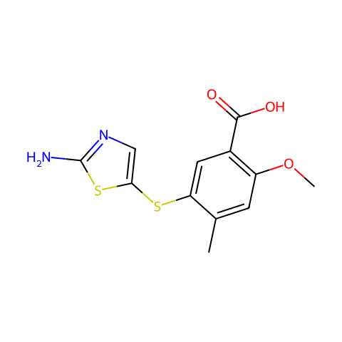 5-(2-aminothiazol-5-ylthio)-2-methoxy-4-methylbenzoic acid结构图
