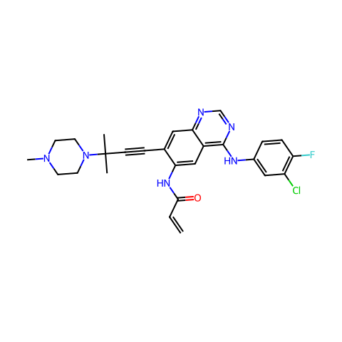 AV 412,EGFR，ErbB2和Abl受体酪氨酸激酶的有效抑制剂结构图
