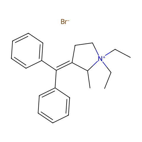 3-(二苯亚甲基)-1,1-二乙基-2-甲基吡咯烷-1-鎓溴化物结构图
