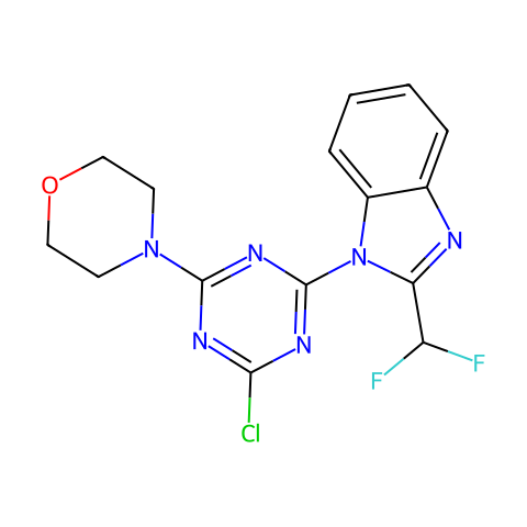 4-(4-CHLORO-6-(2-(DIFLUOROMETHYL)-1H-BENZO[D]IMIDAZOL-1-YL)-1,3,5-TRIAZIN-2-YL)MORPHOLINE结构图