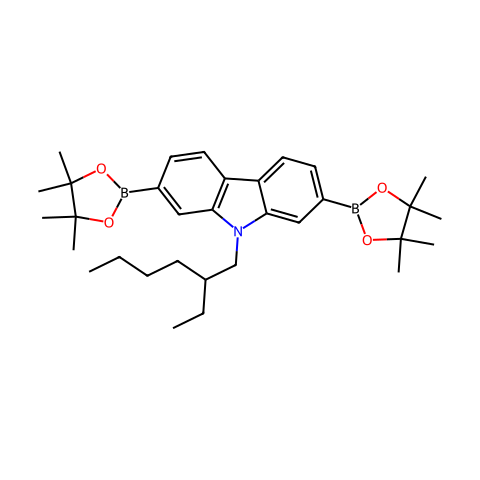 9-(2-乙基己基)-2,7-双(4,4,5,5-四甲基-1,3,2-二氧杂环戊硼烷-2-基)-9H-咔唑结构图