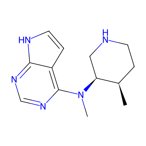N-甲基-N-((3R,4R)-4-甲基哌啶-3-基-7H-吡咯并[2,3-d]嘧啶-4-胺结构图