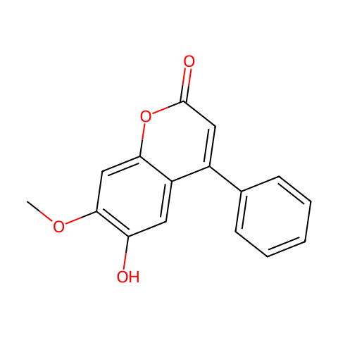 6-羟基-7-甲氧基-4-苯基香豆素;黄檀素结构图