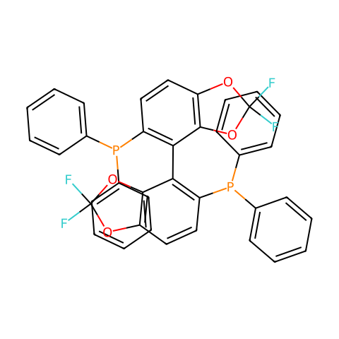 1,1'-[(4R)-2,2,2',2'-四氟[4,4'-二-1,3-亚甲二氧基苯]-5,5'-二基]双[1,1-二苯基膦]结构图