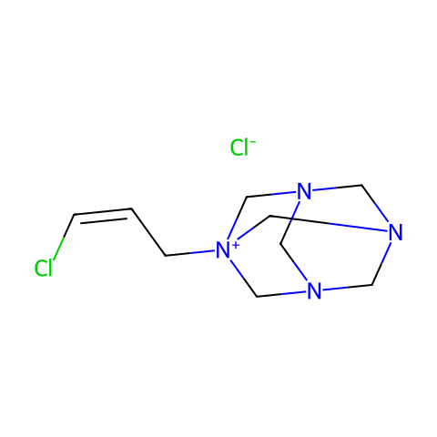 顺式-1-（3-氯烯丙基）-3,5,7-三氮杂-1-氮杂金刚烷氯化物结构图