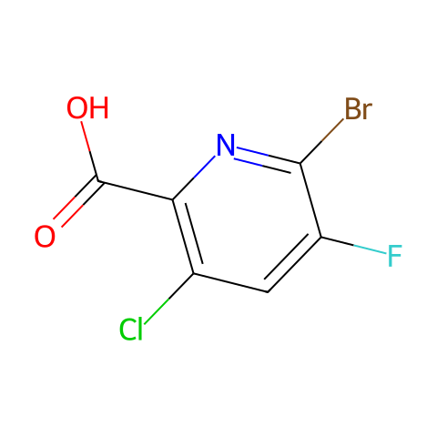 6-bromo-3-chloro-5-fluoro-pyridine-2-carboxylic acid结构图