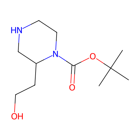 1-(叔丁基氧羰基)-2-(2-羟基乙基)哌嗪结构图