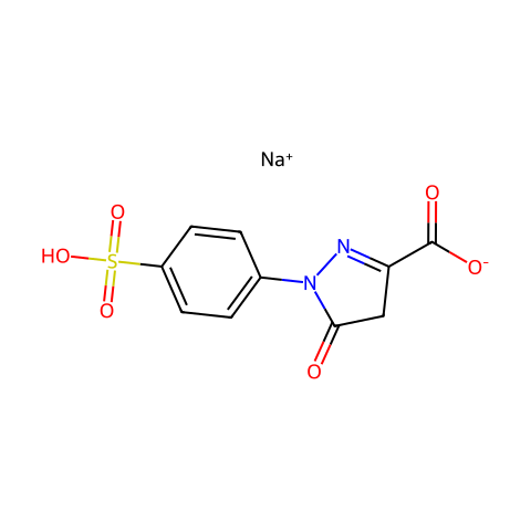 3-羧基-1-(4'-磺酸苯基)-5-吡唑啉酮钠盐结构图