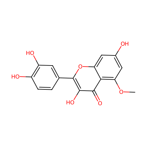 2-(3,4-二羟基苯基)-3,7-二羟基-5-甲氧基苯并吡喃-4-酮结构图