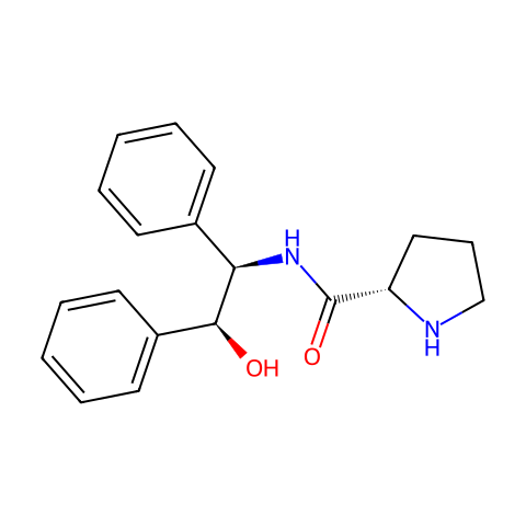 (2S)-N-[(1R,2S)-2-羟基-1,2-二苯基乙基]-2-吡咯烷甲酰胺结构图