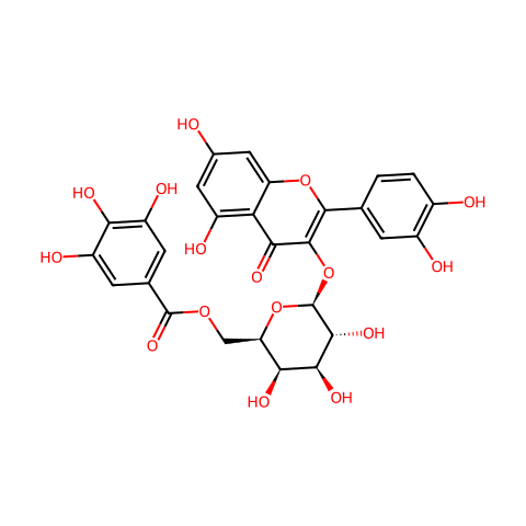 槲皮素3-O-(6''-没食子酰基)-β-D-半乳糖苷结构图
