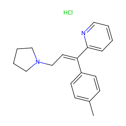 2-(1-(4-甲基苯基)-3-(1-吡咯烷基)-1-丙烯基)吡啶盐酸盐结构图