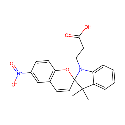 1-(BETA-羧基乙基)-3,3-二甲基-6'-硝基螺(吲哚啉- 2,2'-2H-苯并吡喃)结构图