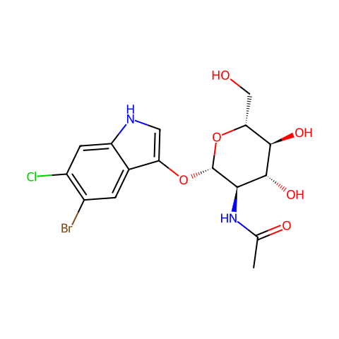 5-溴-4-氯-3-吲哚-N-乙酰-β-D-氨基葡萄糖苷结构图