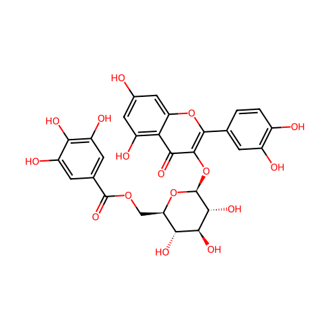 槲皮素3-O-(6''-没食子酰基)-β-D-葡萄糖苷结构图