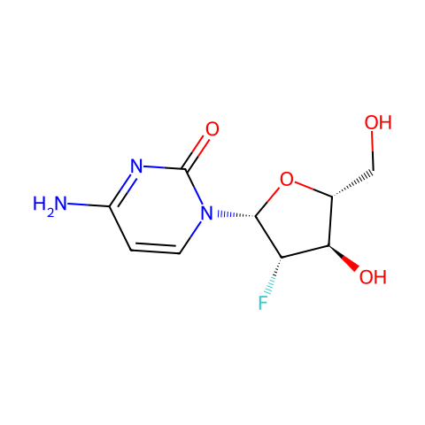 4-氨基-1-(2-脱氧-2-氟-beta-D-阿拉伯呋喃基)-2(1H)-嘧啶酮结构图