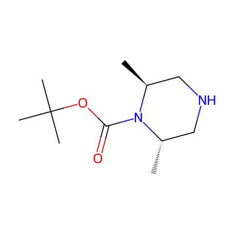 (2S,6S)-2,6-二甲基-1-哌嗪羧酸叔丁酯结构图