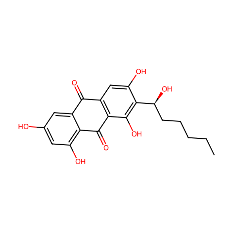 1,3,6,8-四羟基-2-(1-羟基己基)-蒽醌结构图