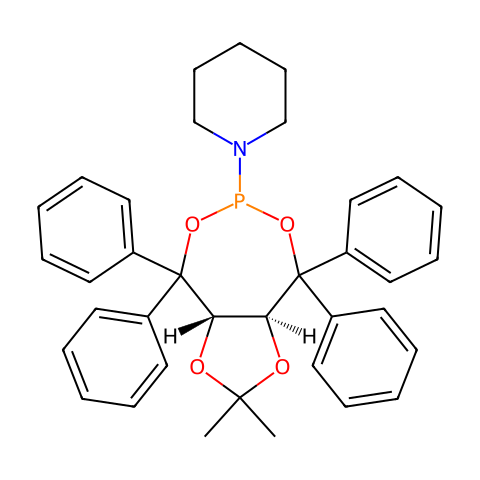 1-[(3AS,8AS)-四氢-2,2-二甲基-4,4,8,8-四苯基-1,3-二噁唑并[4,5-E][1,3,2]二噁膦杂庚英-6-基]哌啶结构图