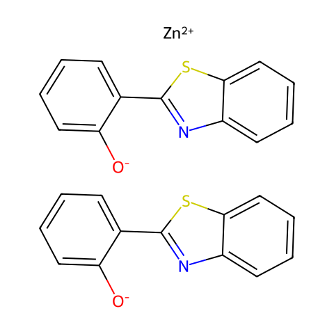 双[2-(2-苯并噻唑基)苯酚]锌结构图