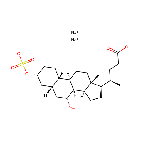 (3α,5β,7α)-7-Hydroxy-3-(sulfooxy)-cholan-24-oic Acid Disodium Salt结构图