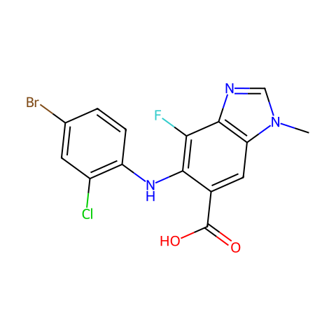 5-(4-broMo-2-chlorophenylaMino)-4-fluoro-1-Methyl-1H-benzo[d]iMidazole-6-carboxylic acid结构图