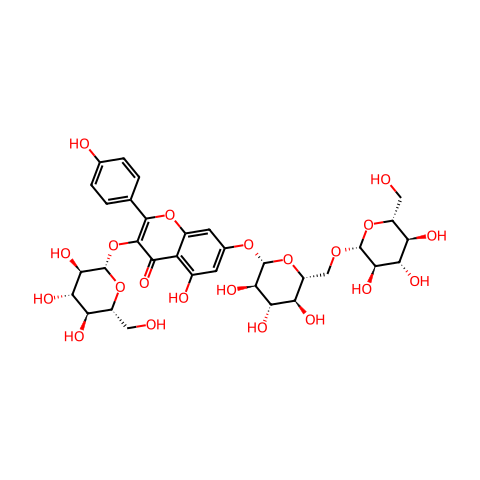 山奈酚-3-O-β-D-葡萄糖-7-O-β-D-龙胆二糖苷结构图