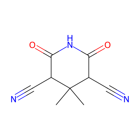 4,4-Dimethyl-2,6-dioxopiperidine-3,5-dicarbonitrile结构图