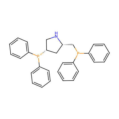 (2S,4S)-4-二苯基膦-2-(二苯基膦甲基)-吡咯烷结构图