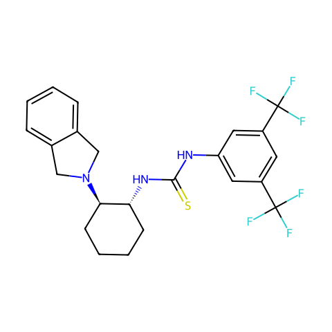 N-[3,5-双(三氟甲基)苯基]-N'-[(1R,2R)-2-(1,3-二氢-2H-异吲哚-2-基)环己基]硫脲结构图