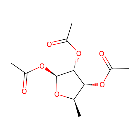 1,2,3-三-O-乙酰基-5-脱氧-β-D-核糖结构图