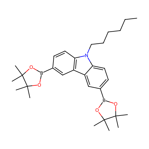 9-己基-3,6-双(4,4,5,5-四甲基-1,3,2-二氧杂环戊硼烷-2-基)-9H-咔唑结构图