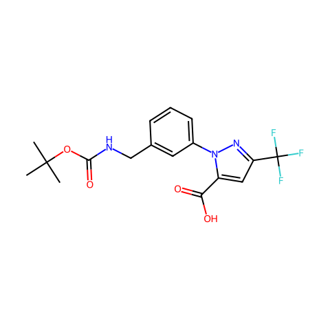 2-[3-[(tert-butoxycarbonylamino)methyl]phenyl]-5-(trifluoromethyl)pyrazole-3-carboxylic acid结构图