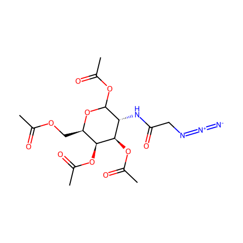 1,3,4,6-四-氧-乙酰基-2-[(叠氮乙酰基)氨基]-2-脱氧-β-D-吡喃半乳糖结构图