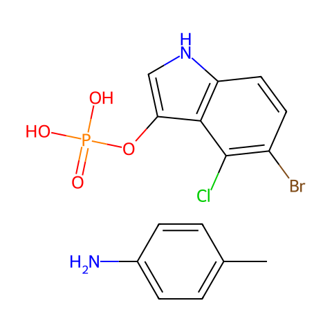 5-溴-4-氯-3-吲哚基磷酸酯对甲苯胺盐结构图