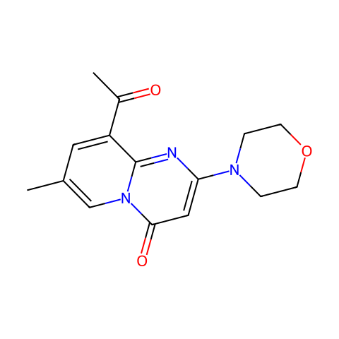 4H-Pyrido[1,2-a]pyrimidin-4-one,9-acetyl-7-methyl-2-(4-morpholinyl)-结构图