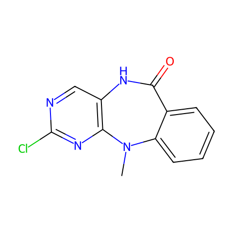 2-chloro-11-Methyl-5H-benzo[e]pyriMido[5,4-b][1,4]diazepin-6(11H)-one结构图