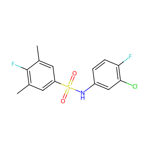 N-(3-氯-4-氟苯基)-4-氟-3,5-二甲基苯磺酰胺结构图