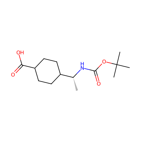 (1R)-trans-4-[N-Boc-1-aminoethyl]cyclohexanecarboxylic Acid结构图
