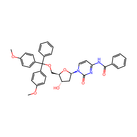 N4-苯甲酰基-5′-O-(4,4′-二甲氧基三苯基)-2′-脱氧胞苷结构图