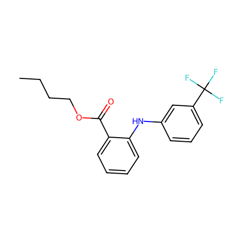 N-(3-三氟甲基苯基)邻氨基苯甲酸丁酯结构图