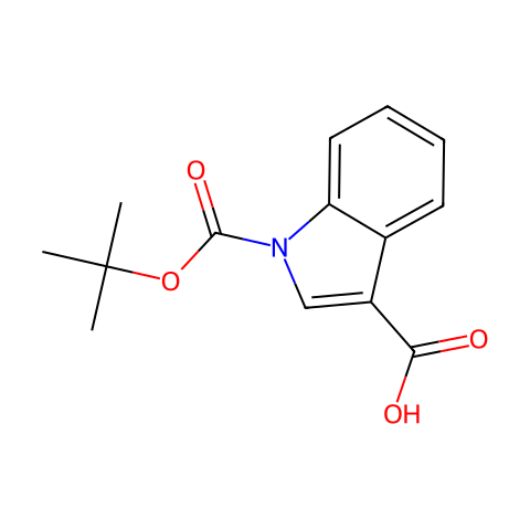 1-(叔丁氧羰基)-1H-吲哚-3-甲酸结构图