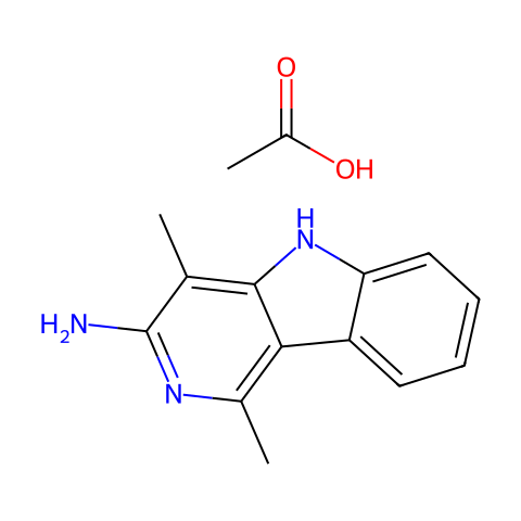 3-氨基-1，4-二甲基-5h-吡啶[4,3-b]吲哚乙酸结构图