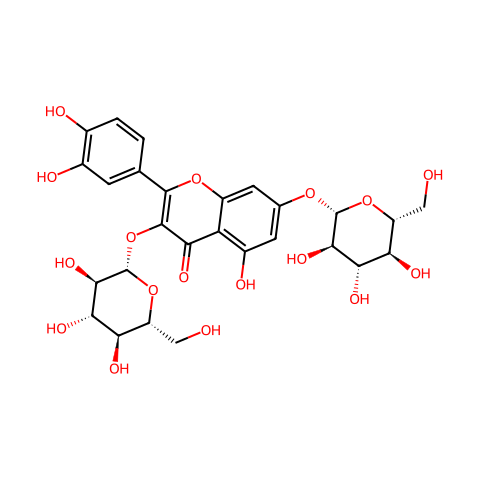 槲皮素-3,7-二葡萄糖苷结构图