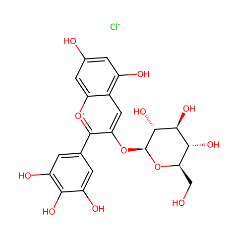 氯化飞燕草素-3-O-葡萄糖苷结构图