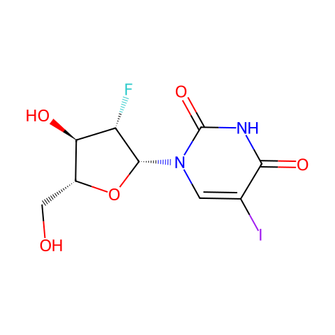 1-(2-脱氧-2-氟-β-D-阿拉伯呋喃基)-5-碘尿嘧啶结构图